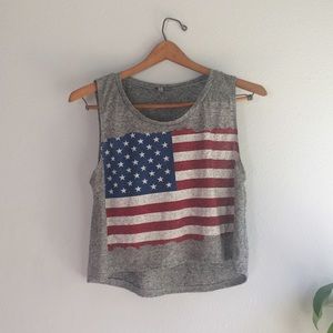 Charlotte Russe crop muscle tank American flag